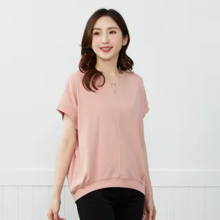 【betty’s 貝蒂思】素面剪裁挖洞蝙蝠袖T-shirt(粉色)