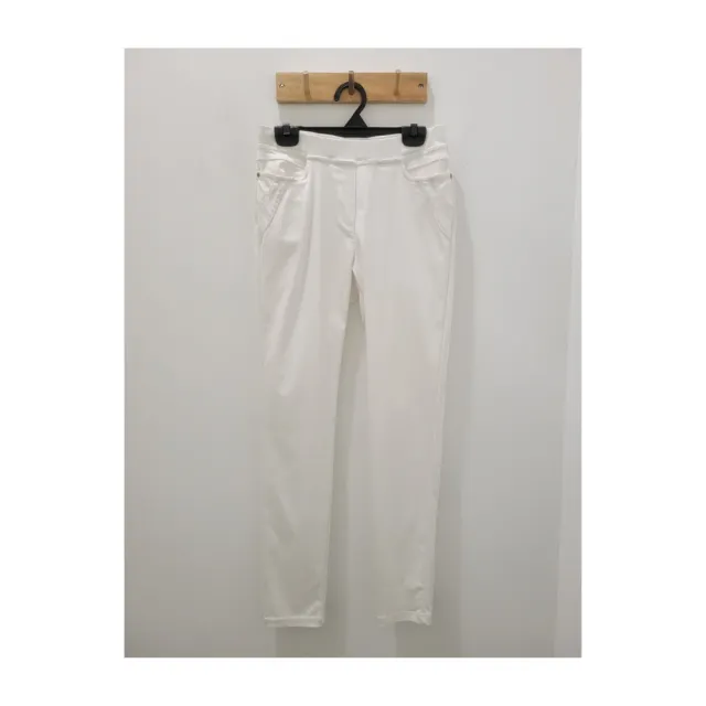 【YUTZUYA 優姿雅】亮色潔白高彈休閒七分褲(高彈/休閒褲/七分褲/收腰鬆緊)