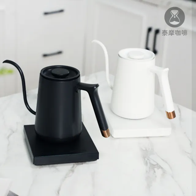 【TIMEMORE 泰摩】泰摩咖啡 魚SMART溫控手沖壺 600ml-白色細嘴(溫控壺 快煮壺 熱水壺 控溫壺)