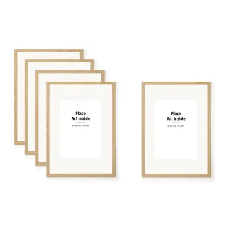 【菠蘿選畫所】柚木實木畫框 A3尺寸 - 五入組(包含內襯卡紙/木質高級感擺台/實木相框畫框/印刷裱畫)