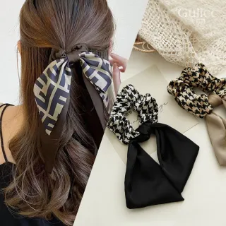 【Gulicc】髮圈 千鳥格 蝴蝶結 大腸圈(新年 情人節 生日 髮飾 頭飾 鯊魚夾 抓夾 禮物)