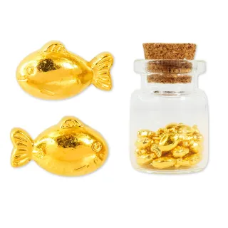 【金品坊】黃金金豆富貴有餘胖魚金豆一顆 0.27錢±0.01(贈玻璃瓶、純金999.9、純金金豆)