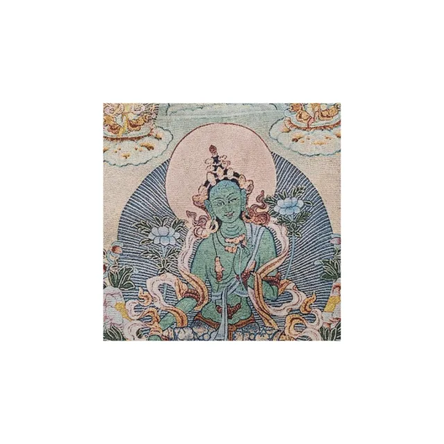【藏古祥館】21綠渡母刺繡唐卡 KA0020(21綠渡母 刺繡 唐卡)