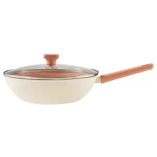 【CorelleBrands 康寧餐具】SNAPWARE Roselle優雅鈦不沾炒鍋含鍋蓋-30cm