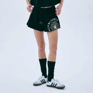 【MARDI MERCREDI】印花運動短褲 黑色 經典小雛菊 象牙白花 徽章 舒適 純棉 COTTON SHORTS ACTIF EMBLEM