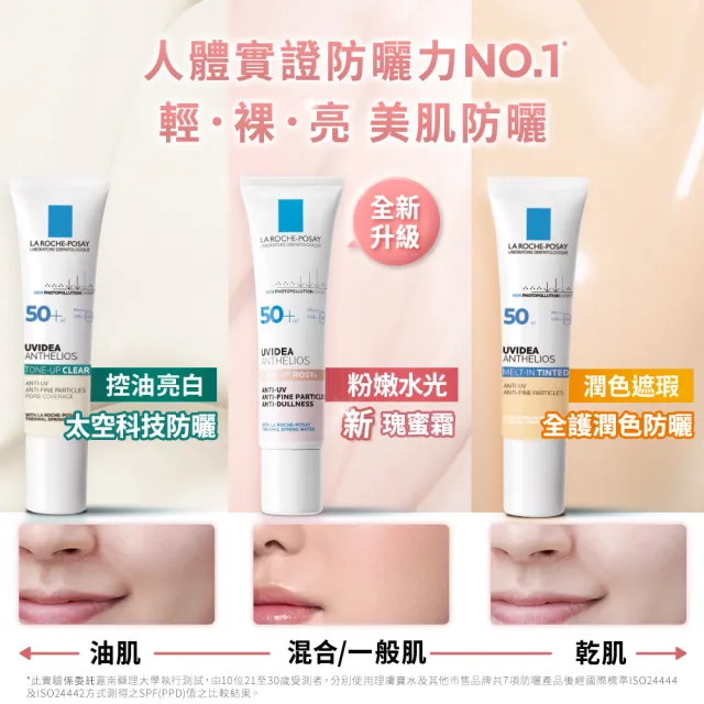 【理膚寶水】控油防曬雙星組★安得利清爽極效夏卡防曬液50ml+全護極致抗油光防曬亮白乳 30ml C(防水防汗)