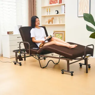 【Simple Life 折疊床】電動增高型波浪免組裝折疊床(收納床快速收納 附輪可移動)