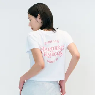 【MARITHE FRANCOIS GIRBAUD】官方旗艦 涼感 女版 背後大LOGO短版短袖上衣 MFG 女上衣 女短袖(白色)