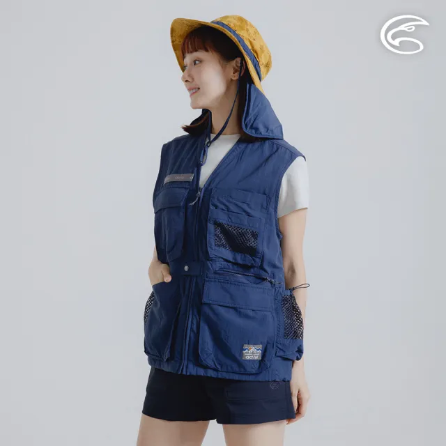 【ADISI】中性單向導濕環保紗速乾超撥水多口袋背心 AV2411056 午夜藍(工裝感 吸濕 排汗 快乾 防潑水 撥水)