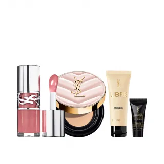 【YSL】官方直營 超模光感嫩唇彩妝組(超模光感精華水氣墊+情挑誘光嫩唇凍)