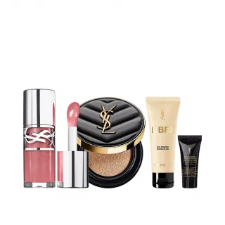 【YSL】官方直營 恆久完美嫩唇彩妝組(恆久完美霧光氣墊+情挑誘光嫩唇凍)