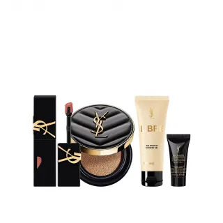 【YSL】官方直營 恆久完美鎖吻彩妝組(恆久完美霧光氣墊+奢華印記鎖吻霧唇釉)