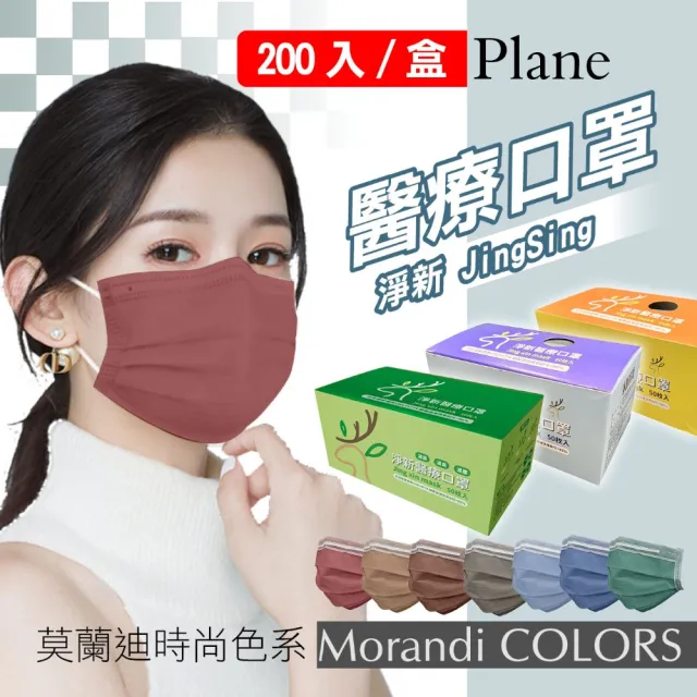 【淨新】雙鋼印醫療級口罩(200入/四盒/莫蘭迪色系成人口罩/國家隊/防飛沫/灰塵)