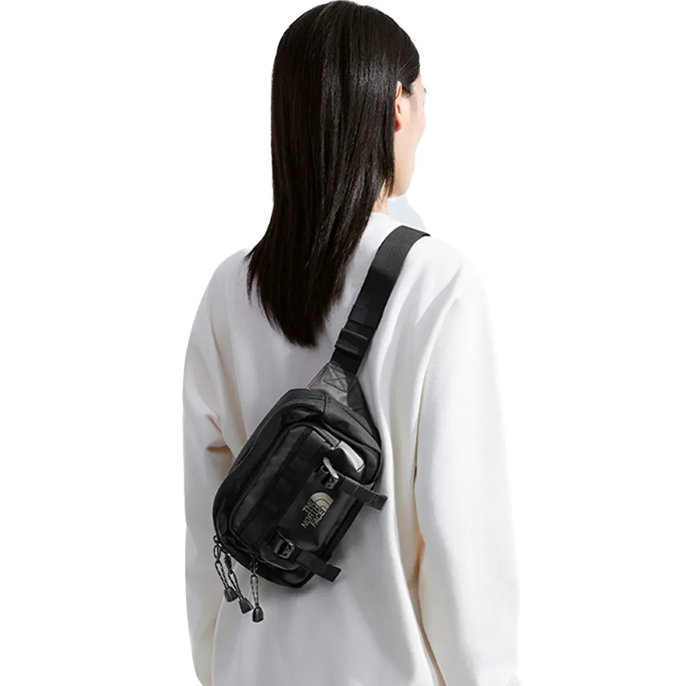 【The North Face 官方旗艦】北面男女款黑色DWR防潑水大容量休閒腰包｜8BK5BIA