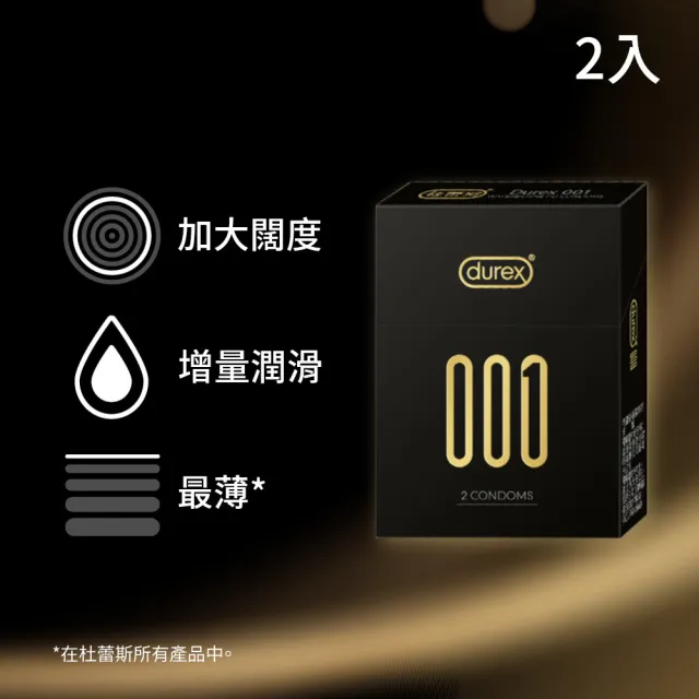 【Durex 杜蕾斯】001水性聚氨脂PU保險套2入/盒(避孕套/衛生套/001系列)