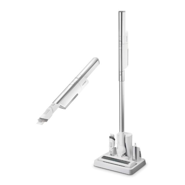 CHIMEI奇美 VC-HLFWL1 無線直立式吸塵器，採用白色系設計，輕巧僅650g（主機），尺寸寬245 x 深166 x 高990 mm，適合居家清潔。無線操作方便，配備可洗式集塵筒，產地中國，電壓110V，保固1年，全配原廠保證書及BSMI R31904認證，輕鬆吸除灰塵，提升生活品質。