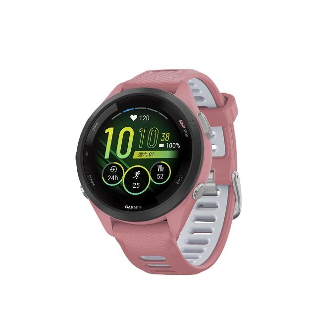  Garmin Forerunner 265S 是專為跑步愛好者設計的智慧穿戴裝置，搭載 1.1 吋觸控螢幕，提供精準 GPS 追蹤、睡眠監測、血氧觀察及電子支付功能。適用路跑、腳踏車及游泳等多種運動，防潑水設計確保日常使用無虞。支援 iOS 與 Android 系統，電池續航力強大，智慧手錶模式可達 15 天，GPS 模式達 24 小時。輕巧 39 公克，尺寸適合 11.5-17.8 公分腕徑，NCC 許可字號 CC AF22LP2100T4，享 1 年保固。無論訓練或生活，Forerunner 265S 都是您的最佳運動夥伴。 