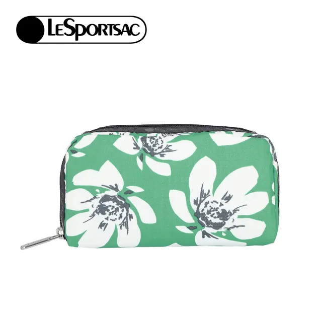 【Lesportsac】Rectangular Cosmetic 長形化妝包 收納包 送禮 禮物 推薦 女包(翠綠花園)
