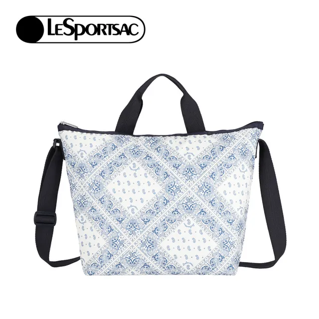 【Lesportsac】手提肩背兩用托特包 購物袋 送禮 禮物 推薦 女包(青花瓷風圖騰)