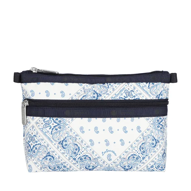【Lesportsac】Cosmetic Clutch 雙層拉鍊收納化妝包 收納袋 盥洗包 送禮 禮物 推薦 女包(青花瓷風圖騰)