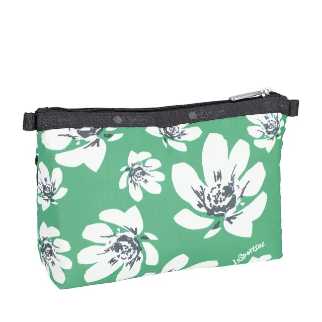 【Lesportsac】Cosmetic Clutch 雙層拉鍊收納化妝包 收納袋 盥洗包 送禮 禮物 推薦 女包(翠綠花園)