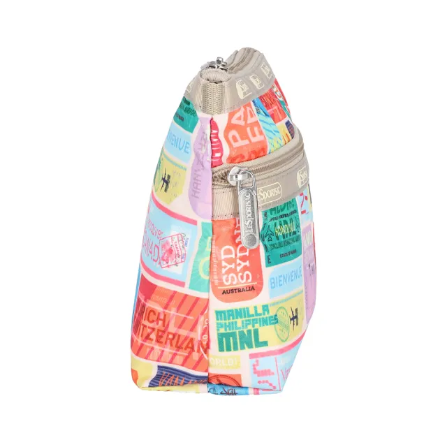 【Lesportsac】Cosmetic Clutch 雙層拉鍊收納化妝包 收納袋 盥洗包 送禮 禮物 推薦 女包(旅人的印記)
