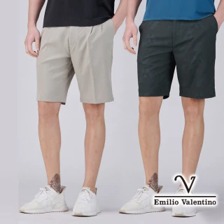 【Emilio Valentino 范倫鐵諾】男休閒短褲 雙邊鬆緊 彈力 男短褲(多款選)