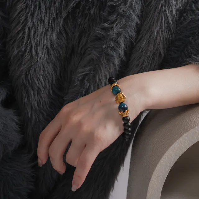 【天天水晶 TINGTING】彩虎眼 x 黑曜石 祥獅 皇冠 設計款水晶手鍊辟邪招財運A080016