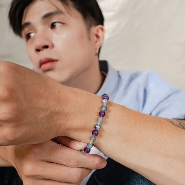 【天天水晶 TINGTING】魔鬼海藍寶x 紫水晶 8mm設計款手鍊(開運、助智慧 A080013)