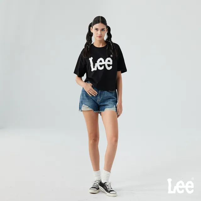 【Lee】女裝 牛仔短褲 / 中腰 刷破 中藍洗水(LB522016840)