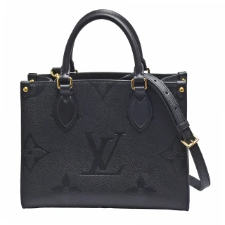 【Louis Vuitton 路易威登】M45653 ONTHEGO PM經典Empreinte牛皮手提/斜背包(黑色)