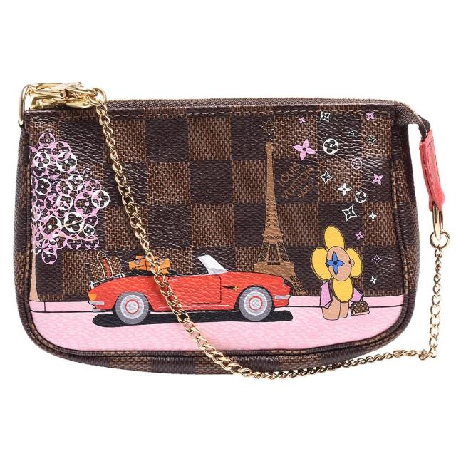 LV LOUIS VUITTON路易威登 N60259 經典 Damier 帆布吉祥物搭乘貢多拉船拉鍊迷你手提包
