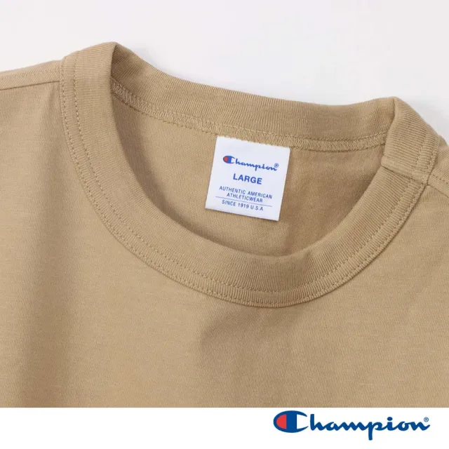 【Champion】官方直營 男款-BASIC 大LOGO印花素面短袖TEE-摩卡色(C3-X353-782)