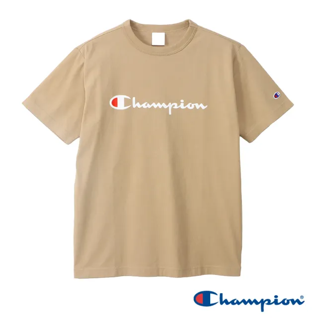 【Champion】官方直營 男款-BASIC 大LOGO印花素面短袖TEE-摩卡色(C3-X353-782)