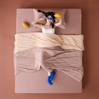 【青鳥家居】奶蓋綿綿冰涼被+天絲棉雙人床包枕套(涼被床包組/涼被組)