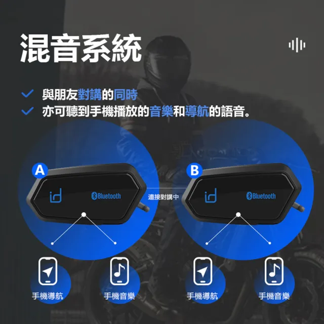 【id221】MOTO A2 Plus 機車安全帽藍牙耳機組-黑色(混音/對講/防水/降噪)