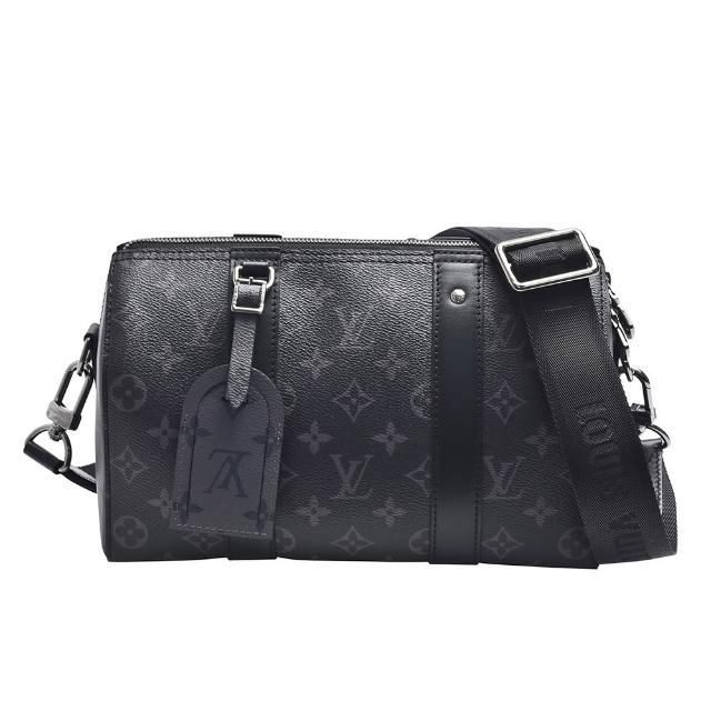 【Louis Vuitton 路易威登】M45936 CITY KEEPALL系列Eclipse帆布拉鍊斜背包(黑色)