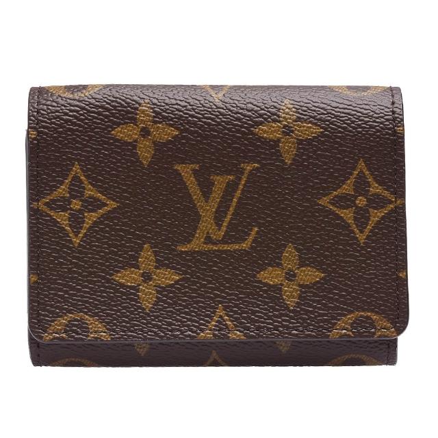 LV LOUIS VUITTON路易威登 M63801 Enveloppe Carte De Visite 經典 Monogram 塗層帆布印花翻蓋暗釦名片夾