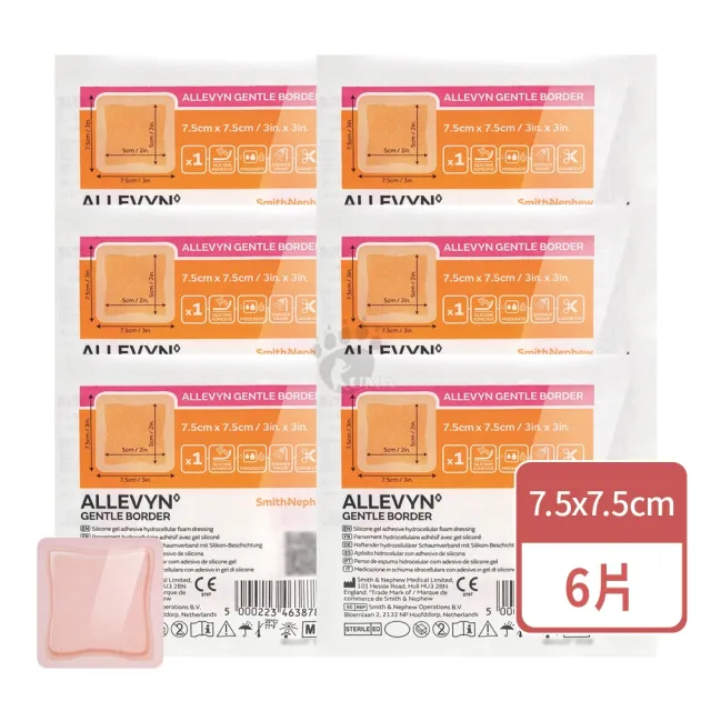 【史耐輝】矽膠愛力膚敷料X6片(7.5x7.5cm/片)
