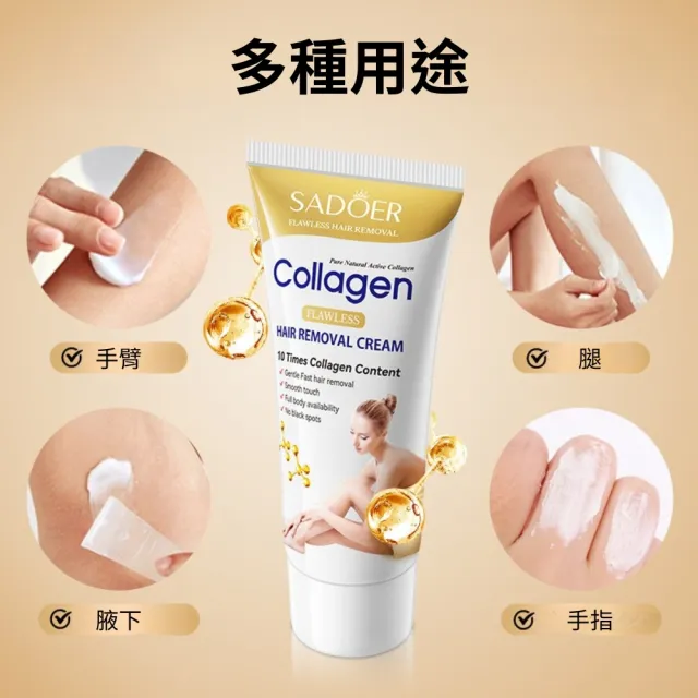 【iBloom】SADOER 膠原蛋白Collagen除毛膏60g-5入組(溫和不刺激 滑嫩無瑕肌 夏天無毛必備)