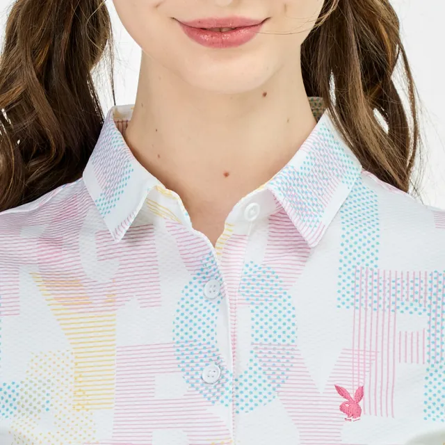 【PLAYBOY GOLF】女款彩色字母吸濕排汗短袖POLO衫-粉(高爾夫球衫/KA25119-15)