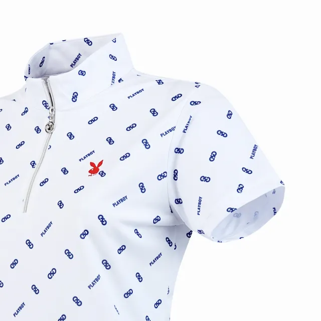 【PLAYBOY GOLF】女款吸濕排汗抗UV短袖POLO衫-白(高爾夫球衫/KA25120-87)