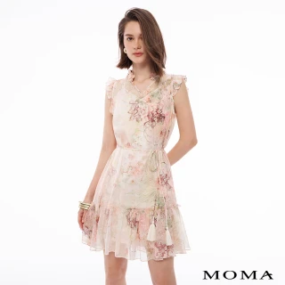 【MOMA】國色天香碎花雪紡兩件式洋裝(粉色)