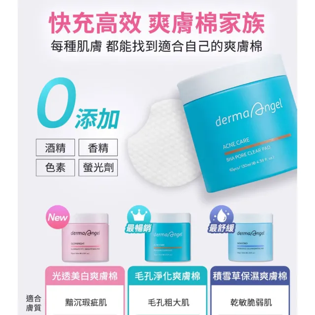 【derma Angel 護妍天使】傳明酸B3光透美白爽膚棉片(65片)