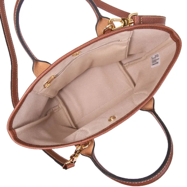【LONGCHAMP】Le Pliage XS草編手提斜背包(卡其/棕色)