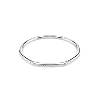 【SWAROVSKI 施華洛世奇】Dextera 手鐲 八邊形 圓形切割 白色 鍍白金色