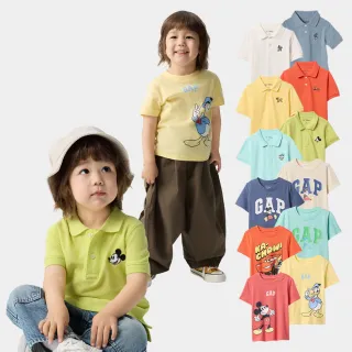 【GAP】男幼童裝 Gap x Disney迪士尼聯名 Logo純棉刺繡/印花圓領短袖T恤/Polo衫-多款任選(744760&742993)