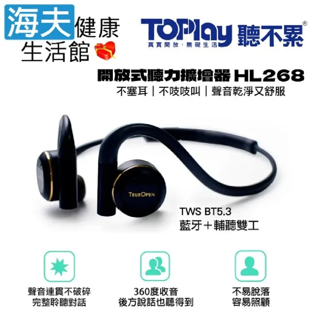 【海夫健康生活館】TOPLAY聽不累 輕便後掛式 音質細膩 藍牙輔聽雙工 APP自主調整 聽力擴增器(HL268)