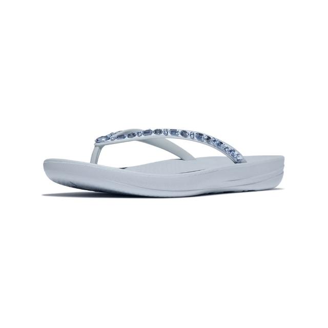 【FitFlop】iQUSHION 多水鑽輕量夾腳涼鞋-女(低調藍)