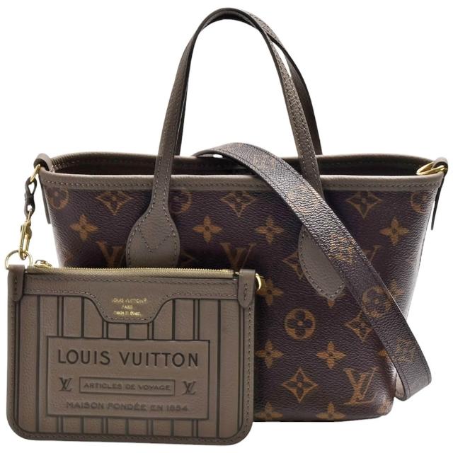 【Louis Vuitton 路易威登】M12109經典Neverfull Bandoulière Inside Out BB雙面手提/斜背包(灰色)